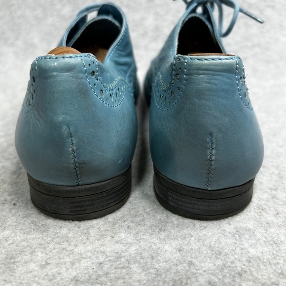 Hotter Comfort Teal Leather Perforated Brogue Oxford Shoes Lace Up Low Heel 8‎ - Picture 5 of 9